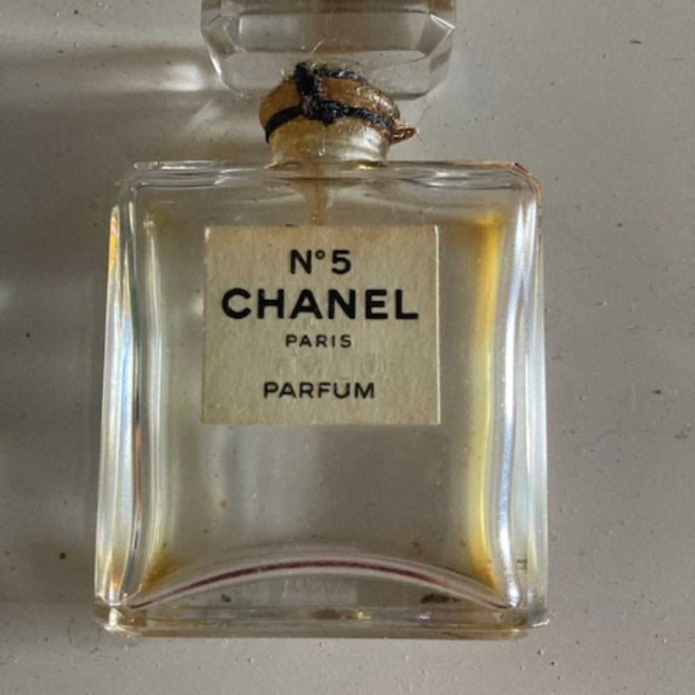 empty Chanel No 5 parfum bottle